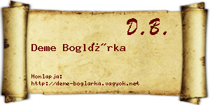 Deme Boglárka névjegykártya